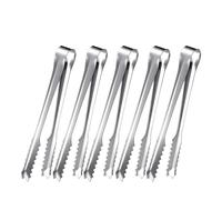 FonHNDG Pinces à glaçons en Acier Inoxydable, Pinces à Pain, Pinces à gâteaux, Pinces à Salade, café, Sucre pour Conserver la Glace et Les Aliments(Black-5pcs)