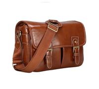 FonHNDG Sacoche pour Appareil Photo Sac for Appareil Photo élégant et Tendance en Cuir PU rétro, Sac à Main étanche bandoulière for Reflex numérique(Light Brown,L)