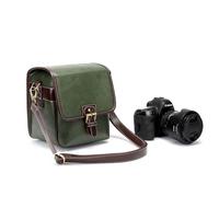 FonHNDG Sacoche pour Appareil Photo Sac for Appareil Photo élégant et Tendance en Cuir PU rétro, Sac à Main étanche bandoulière for Reflex numérique(Retro Green,S)
