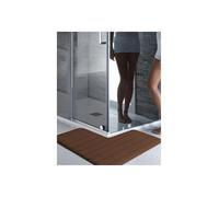 FonHNDG Tapis de Bain en L Tapis De Salle Bain À Rayures, Sol Absorbant for Douche Droit, d'angle Antidérapant for Toilettes(Brown,75x75x45cm)