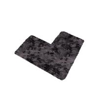 FonHNDG Tapis de Bain en L Tapis De Sol Antidérapant en Forme L for Salle Bain, Poils Longs, Couleur Unie, Absorbant, À Angle Droit, for Toilettes(Black-75x75x45cm)