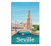 FONNIQ Affiches d'art sur toile vintage de l'Espagne, Séville, attractions touristiques, décoration murale pour chambre à coucher, bureau, cadeaux de fête, 30 x 45 cm