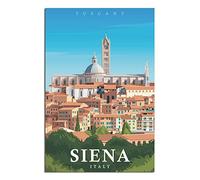FONNIQ Affiches de voyage vintage sur toile représentant l'Italie, Sienne, paysage médiéval, musée, affiches d'art mural pour décoration murale pour chambre à coucher, bureau, cadeaux de fête, 20 x 30