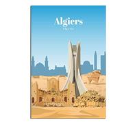 FONNIQ Algérie Affiche de voyage vintage sur toile - Impressions sur toile - Décoration murale pour chambre à coucher, bureau - Cadeaux de fête - 20 x 30 cm
