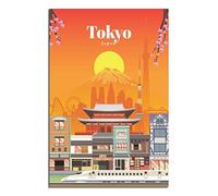 FONNIQ Japon Tokyo Poster de voyage vintage Mount FujiCanvas Art Poster Peinture Images Art mural Décoration murale pour chambre à coucher, bureau Décoration de fête Cadeaux 50 x 75 cm