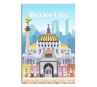 FONNIQ Mexico City Poster de voyage vintage Palacio de Bellas Artes- Affiches d'art sur toile - Décoration murale pour chambre à coucher, bureau - Cadeaux de fête - 20 x 30 cm