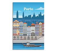 FONNIQ Poster de voyage vintage porto portugal, affiches d'art sur toile - impressions d'art mural pour chambre à coucher, bureau et cadeaux de fête - 20 x 30 cm