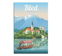 FONNIQ Poster de voyage vintage Slovénie Bled sur toile - Impression sur toile pour chambre à coucher, bureau - Cadeaux de fête - 20 x 30 cm
