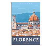 FONNIQ Poster vintage de voyage en forme de dôme de Florence - Impression sur toile - Décoration murale pour chambre à coucher, bureau - Cadeaux de fête - 20 x 30 cm