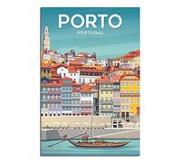 FONNIQ Poster vintage de voyage sur toile portugais, ville côtière, bateau, décoration murale pour chambre à coucher, bureau, cadeaux de fête, 30 x 45 cm