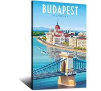 FONNIQ Poster vintage sur toile de Hongrie Budapest - Impression sur toile - Décoration murale pour chambre à coucher, bureau - Cadeaux de fête - 30 x 45 cm
