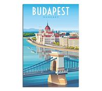 FONNIQ Poster vintage sur toile de Hongrie Budapest - Impression sur toile - Décoration murale pour chambre à coucher, bureau - Cadeaux de fête - 50 x 75 cm