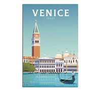 FONNIQ Poster vintage sur toile de Venise italienne, canal, palais gothique, affiches d'art sur toile - impressions d'art mural pour décoration murale pour chambre à coucher, bureau et cadeaux de fête