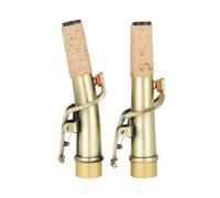 Fonowx 2 Pièces Col de Saxophone Embout Tube Cou Doublé en Laiton Mécanisme Latéral Réactif Finition Ancienne Liège Supérieur Ensemble Droit et Courbé Adapté, Vert Antique