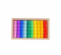 Fonowx 50 Pièces Blocs de Construction Enfants Blocs Carrés Cubes Empilables Pièces Translucides Jouet d'Assemblage Acrylique Lisse avec Plateau en Bois pour