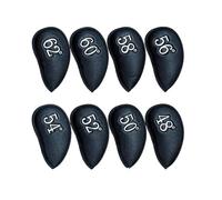 Fonowx 8 Pièces Housse de Tête de Club de Golf Housse Fer Protège-Wedge Cuir PU Couture Solide Indication 48-62 Degrés pour Adapté au Parcours Stockage Transport, Noir