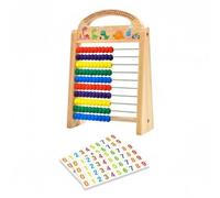 Fonowx Abacus Arithmétique Calculateur Boulier Compteur Éducatif en Bois Massif 10 Rangées avec pour Cartes Glisse Fluide des Perles pour Exercices de Calcul