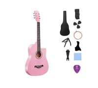 Fonowx Acoustique Folk avec Échancrure et Ouverture Ron pour Accès aux Frettes Supérieures Adaptée aux Séances Pratique en Groupe Maison, Rose