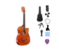 Fonowx Acoustique Folk avec Échancrure et Ouverture Ron pour Accès aux Frettes Supérieures Adaptée aux Séances Pratique en Groupe Maison, Marron