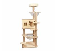 Fonowx Arbre à Griffoir Plateforme Condo Pod Transparent Perchoirs Superposés pour Explorer et Se Détendre à Plusieurs Niveaux Adapté aux Chats d'Intérieur Repos, Bois Clair, Style to 3