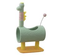Fonowx Arbre d'escalade pour Chat Centre d'Activités pour Chat Perchoir pour Chat Tunnel Caché et Jouet Interactif Plateforme Compacte et Stable et Tube, Dinosaure Vert