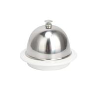 Fonowx avec Couvercle Dôme Coupelle Mini Saucière Base Ronde en Céramique et Couvercle en Acier Inoxydable Format Compact et Gain de Place Convient à la Table Moderne Hôtels Gîtes, Dessus Argenté