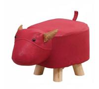 Fonowx Banc Élément Central Elephant en Tissu Tabouret Animal Repose-Pieds Ottoman Assise Douce et Soutenante Pieds Renforcés en Bois Revêtement Textile, Rouge, Taureau
