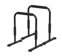 Fonowx Barre de Fitness Réglable Barres Parallèles Station Compacte Barre de Tractions Support d'Appui en Acier Carbone avec Prise Mousse 4.1 Cm Adaptée à, Barres Parallèles Fixes Noires