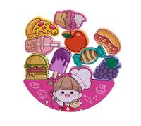 Fonowx Blocs d'apprentissage pour Enfants Jeu Empilable en Bois Aliments à Empiler Équilibre Développe Patience Motricité Fine Reconnaissance des Couleurs et