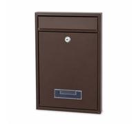 Fonowx Boîte aux Lettres Murale Boîte Postale Boîte Courrier Coffre Courrier Boîtier Métallique Étanche avec Serrure Sécurisée Clapet Supérieur et Fenêtre, Brown, Key Lock