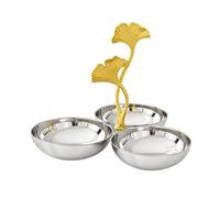 Fonowx Bol à En Acier Inoxydable Base Surélevée Multifonction Plat Décoratif Support Feuille Ginkgo Robuste pr Service Snacks