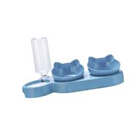 Fonowx Bols triples pour Chat, système d'alimentation intérieur avec Bouteille d'eau, Bleu Clair
