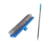 Fonowx Brosse Métallique en Acier Inoxydable, Brosse pour Terrasse, Brosse de Sol Multi-usages Rigide, Balai Métallique pour Usage Extérieur, Garage, Fil d'argent