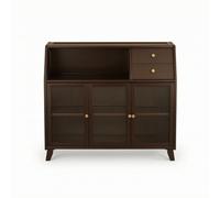 Fonowx Buffet de Rangement en Bois Armoire Bahut Commode Conception Polyvalente avec Tiroirs et Finition Brune Chaleureuse Style Rétro Adapté à Salle à Manger Cuisine Entrée