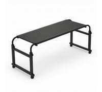 Fonowx Bureau de Lit Ajustable Table de Chevet Chariot Roulant Bord Anti- Surface Résistante à l'eau roulettes 360 Freinables, Noir Mat, 120 50cm【pour Lit De Moins De 2.1m】