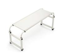Fonowx Bureau de Lit Ajustable Table de Chevet Chariot Roulant Bord Anti- Surface Résistante à l'eau roulettes 360 Freinables, Blanc Brumeux, 120 40cm【pour Lit De Moins De 2,1 Mètres】