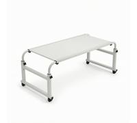 Fonowx Bureau de Lit Ajustable Table de Chevet Chariot Roulant Bord Anti- Surface Résistante à l'eau roulettes 360 Freinables, Blanc Brumeux, 120 50cm【pour Lit De Moins De 2,1 Mètres】