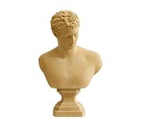 Fonowx Buste D' Classique Détaillé Buste en Plâtre Base Carrée Raffiné Sculpture Poitrine Masculine pr Bureau, Café Foncé