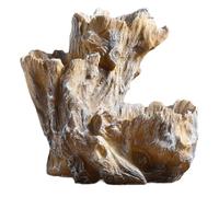 Fonowx Cache-Pot Résine Pot à Fleurs Effet Souche Arbre Vase Irrégulier Sculpture Bois Flotté Contenant Décoration Intérieure Original Matériau, Marron Blanc