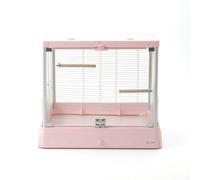 Fonowx Cage pour Oiseaux Cage Volière Abri Habitat Logement avec Structure Grillagée Plateau Amovible Deux Perchoirs Bois Deux, Color to 1, Rose, B6047 Rose