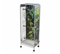 Fonowx Cage pour Oiseaux Grande Volière Volière Habitat Façades Pet Limpides pour Interaction Châssis en Métal Résistant avec Roues de Mobilité Arrière-Plan, Blanc, Avancé