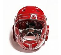 Fonowx Casque de Protection Karate Casque de Protection Arts Martiaux Mousse NBR Coque PU Face Transparente Excellente Circulation d'air Réglable Adapté aux Compétitions Adultes Enfants, Rouge, XS