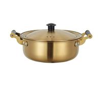 Fonowx Casserole Compacte en Acier Inoxydable avec Poignées Latérales Stables et Couvercle Anti-surverse pour Usage sur la Cuisinière, Or, 22 Cm