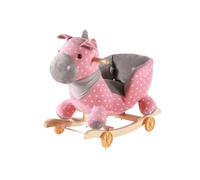 Fonowx Cheval à Bascule Enfant Cheval Jouet à Bascule Jouet à roulettes Poussette à Tirer Siège Rembourré Dossier Bois Peluche Populier Conversion Facile, Rose, 60 28 50CM