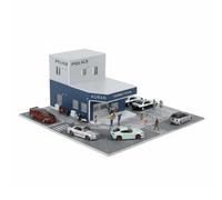 Fonowx Commissariat de Police Modèle 1 64 Maquette Diorama Bâtiment Miniature Décor Scénette Base Pavée Route Marquages Enseignes Identité Police PVC