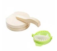 Fonowx Dumpling Presse à Raviolis Moule Empanadas Presse Pâte Bois Massif Conception Ergonomique Facile à Nettoyer Formes Adaptée aux Cours Culinaires, Rond+Avec Cadeau