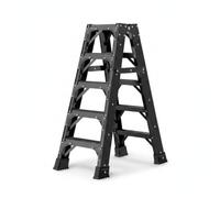 Fonowx Échelle Renforcée Échelle Pliable Marchepied Escabeau A Stabilité Charnière Solide Rails Évasés Répartition du, Échelle en A, 5 Marches, 1,5 Mètres, Noire, Épaissie Et Renforcée
