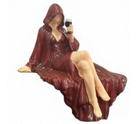Fonowx Figurine Femme Inconnue Résine Statue Sculpture Objet Déco Table Statue de Table Compacte avec Drapé Texturé Petit Verre, 7 6 12cm, Style E, Dame Mystérieuse Gothique avec Verre