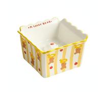 Fonowx Gamelle Chat Céramique Écuelle Chat glouton Assiette Élevée Intérieur en Relief en Forme de Fruits Ralentit l'Ingestion Surface Saine et Adaptée aux, Ours Caramel