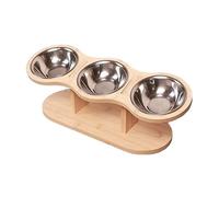 Fonowx Gamelle pour Chat Écuelle surélevée Distributeur Incliné Bol de Nourriture et d'eau Conception Ergonomique en Bois et Acier Inoxydable pour La Maison